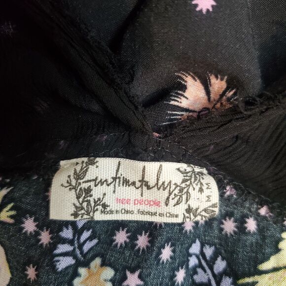 Free People Intimately Dress Medium Black Floral Longwood Slip Fairy Whimsy Boho - Picture 11 of 15